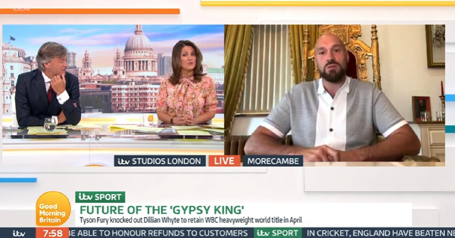 Richard Madeley and Susanna Reid interviewing Tyson Fury on GMB today