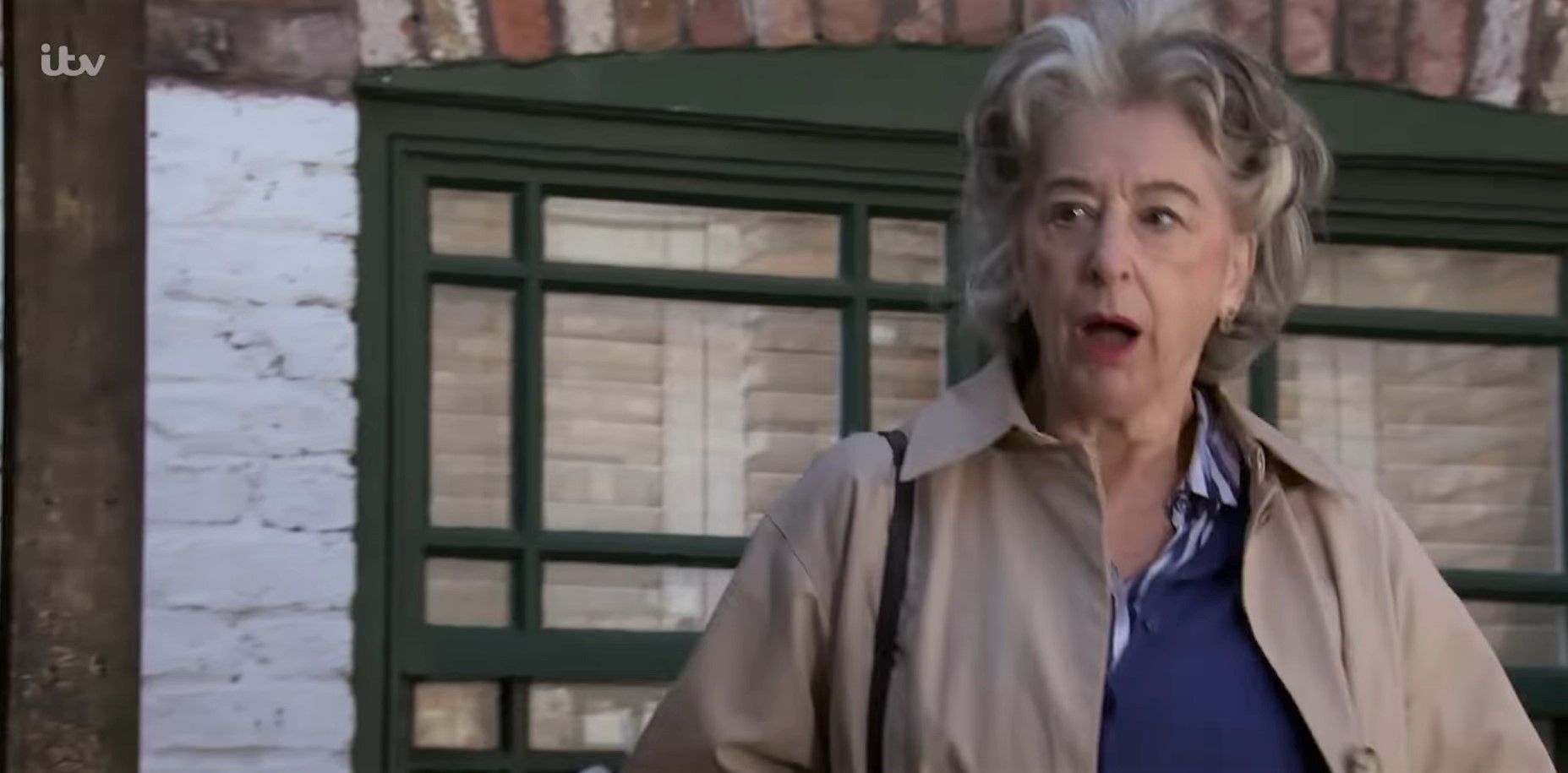 Coronation Street Maureen Lipman as Evelyn Plummer looks shocked