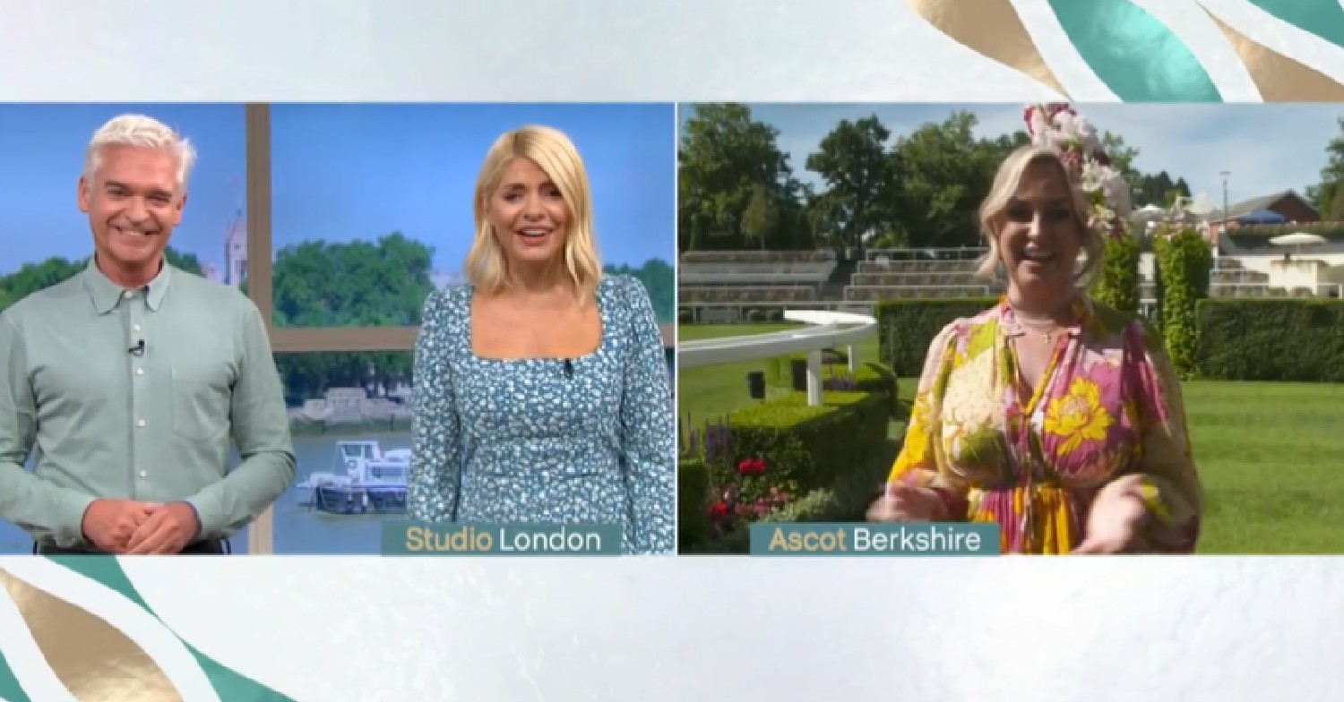 Josie Gibson speaks to Holly and Phil via video link in floral dress on This Morning