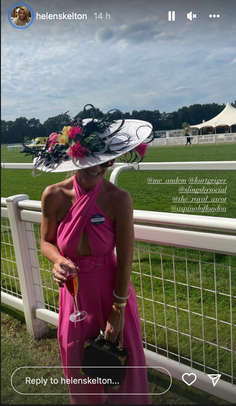 Helen Skelton wearing pink at Ascot