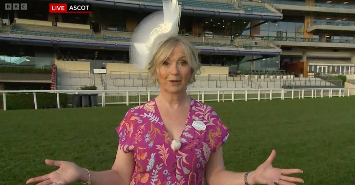 Carol Kirkwood shows off her Ascot hat