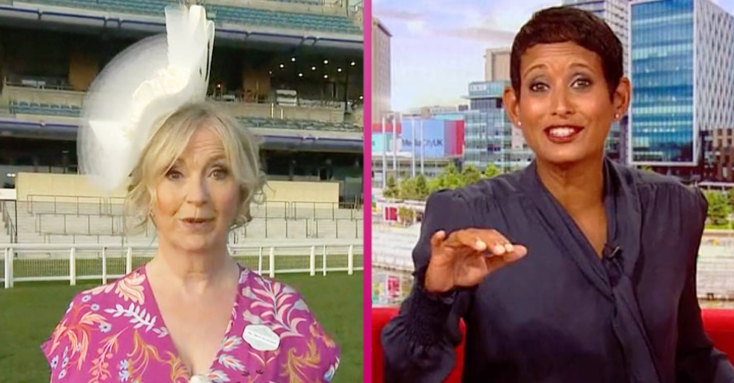 Carol Kirkwood looks surprised as Naga Munchetty laughs
