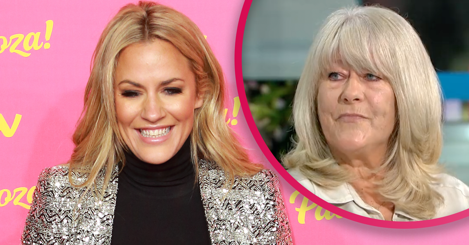 Caroline Flack smiling and her mum
