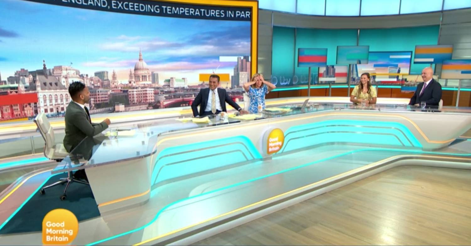 Kate Garraway puts her hands on her head