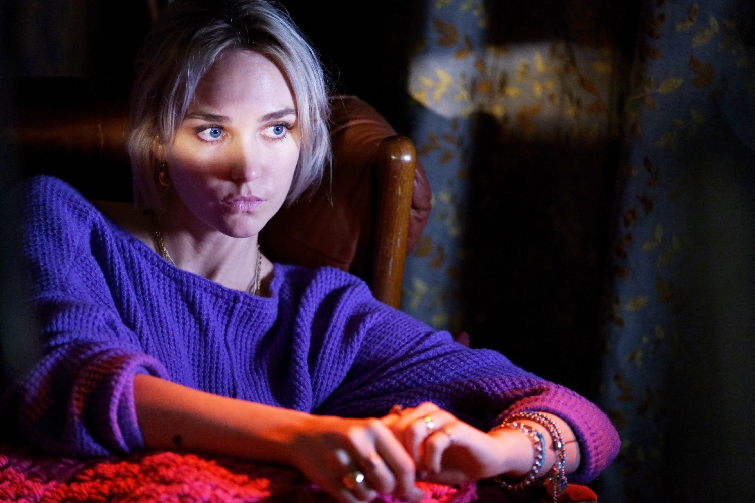 Joanna Vanderham frowning in The Control Room