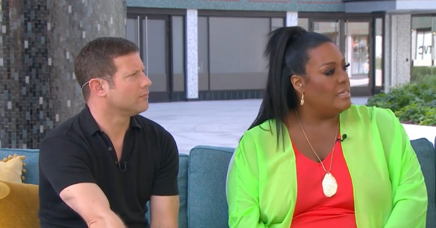 Dermot O'Leary and Alison Hammond looking to their right on This Morning today