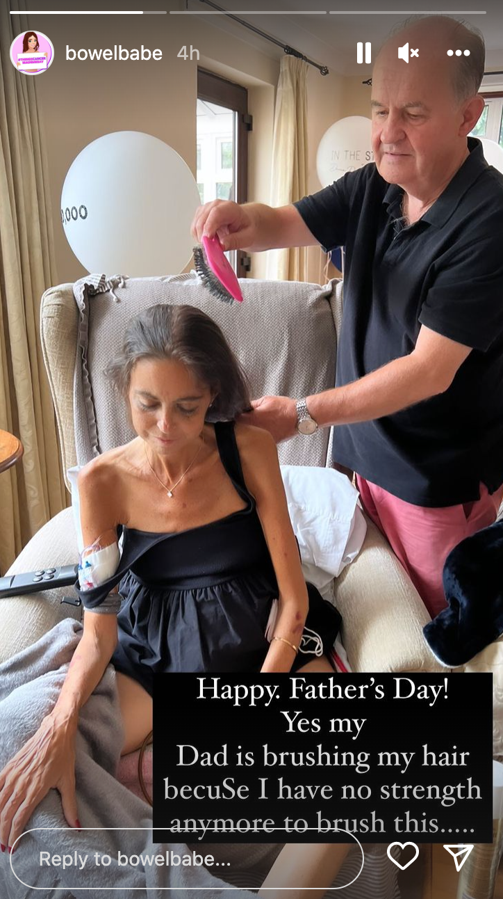 Deborah James' dad brushes her hair