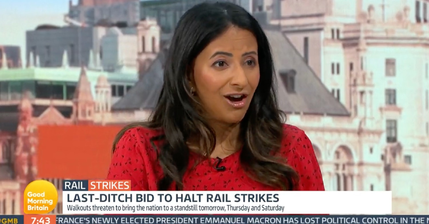 One of Good Morning Britain's presenters, Ranvir Singh, looking surprised