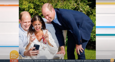 Deborah James with her brother and Prince William smiling