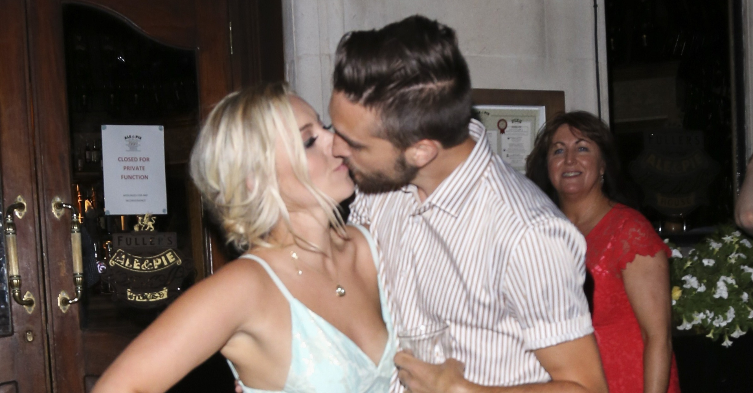 Tom Parker and Kelsey kiss at their engagement party in 2016