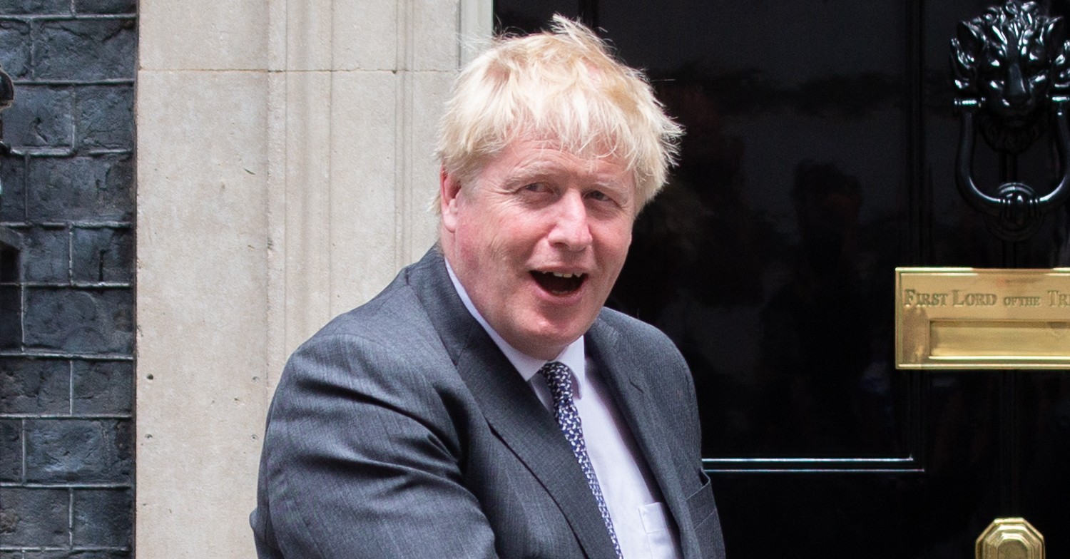 Boris Johnson laughing outside 10 Downing Street