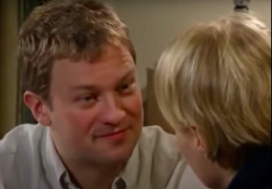 Danny Hargreaves looks lovingly at Sally Webster in Coronation Street
