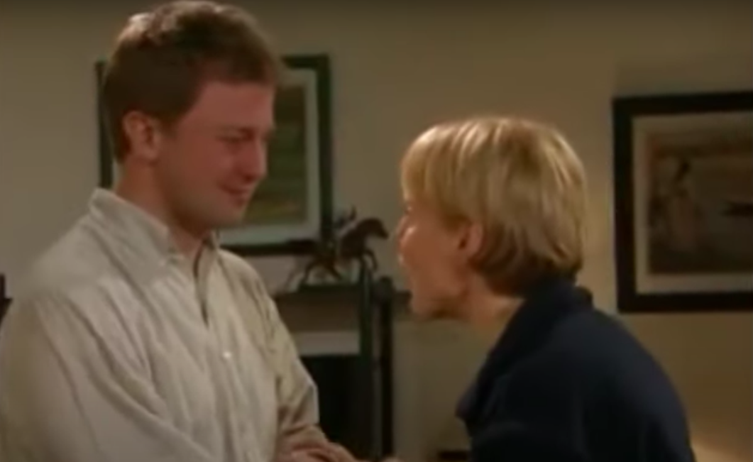 Danny Hargreaves looks angrily at Sally Webster in Coronation Street