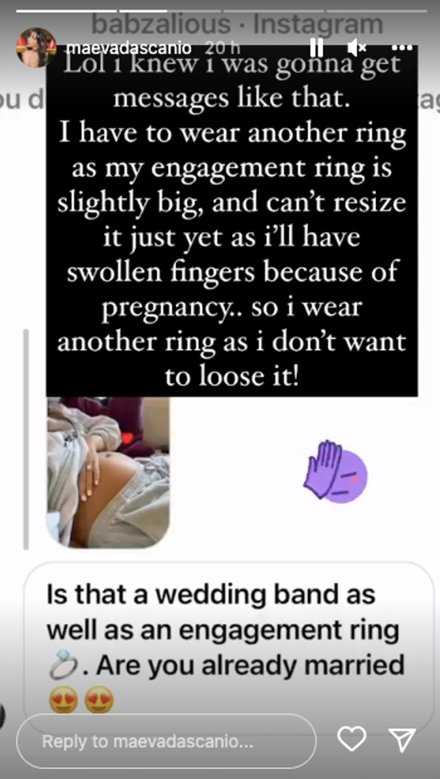 Maeva D'Ascanio's message on Instagram