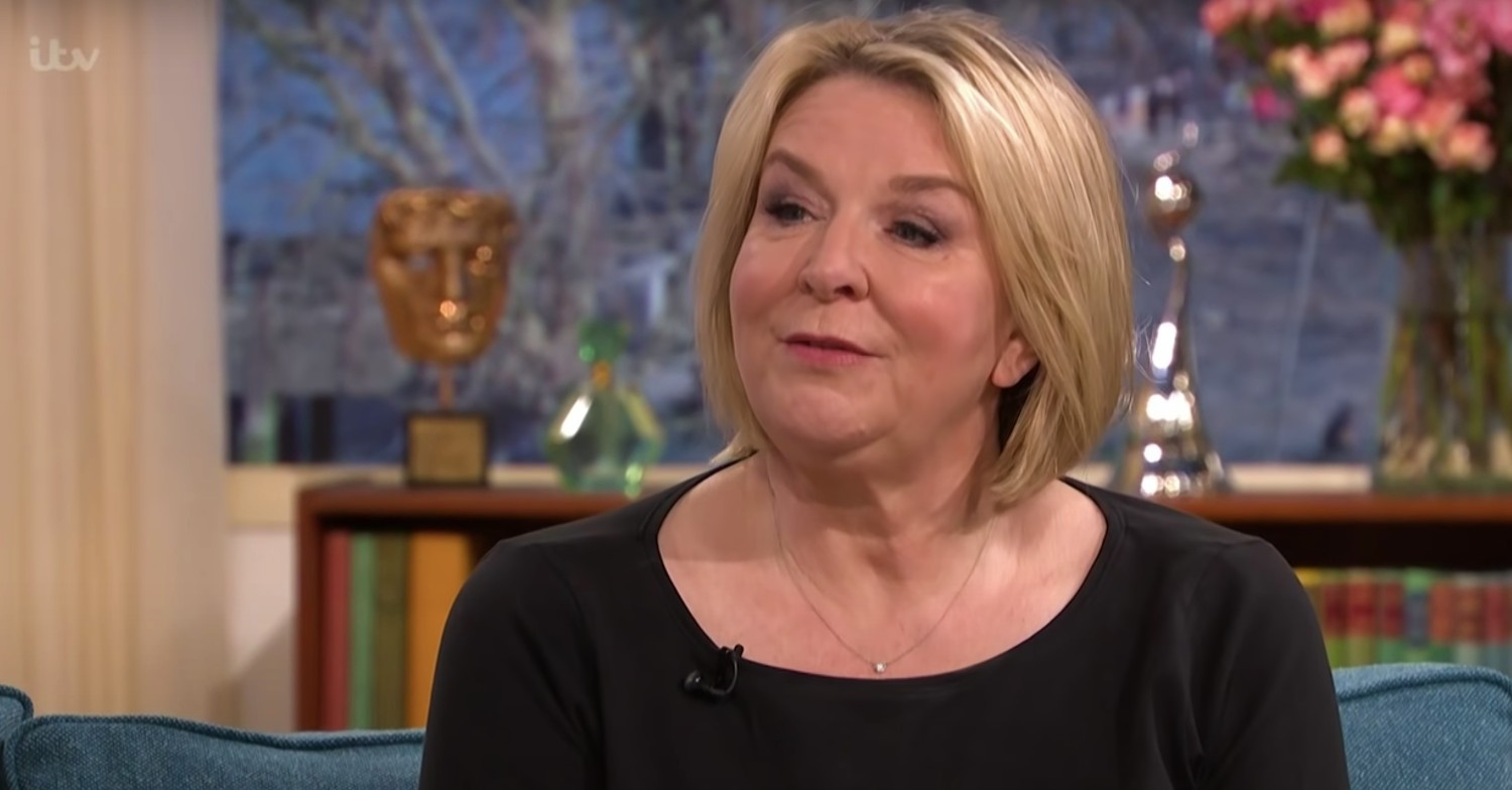 Fern Britton talking on This Morning in black top