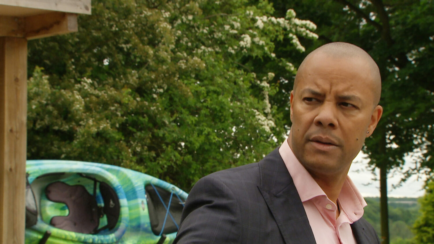 Al looking worried in Emmerdale