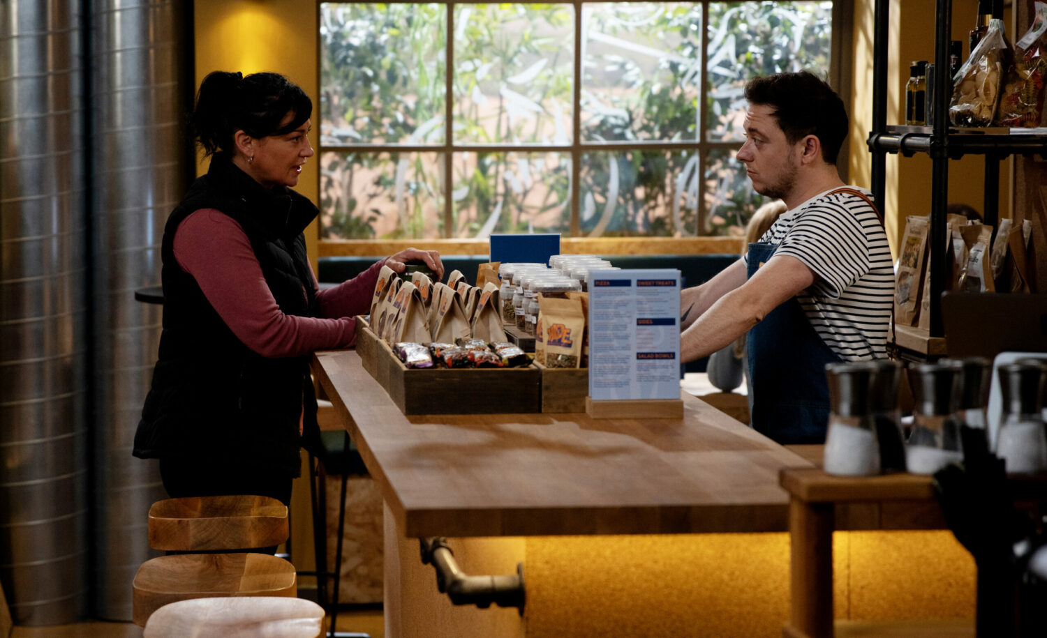 Matty and Moira talking in the Hide Emmerdale