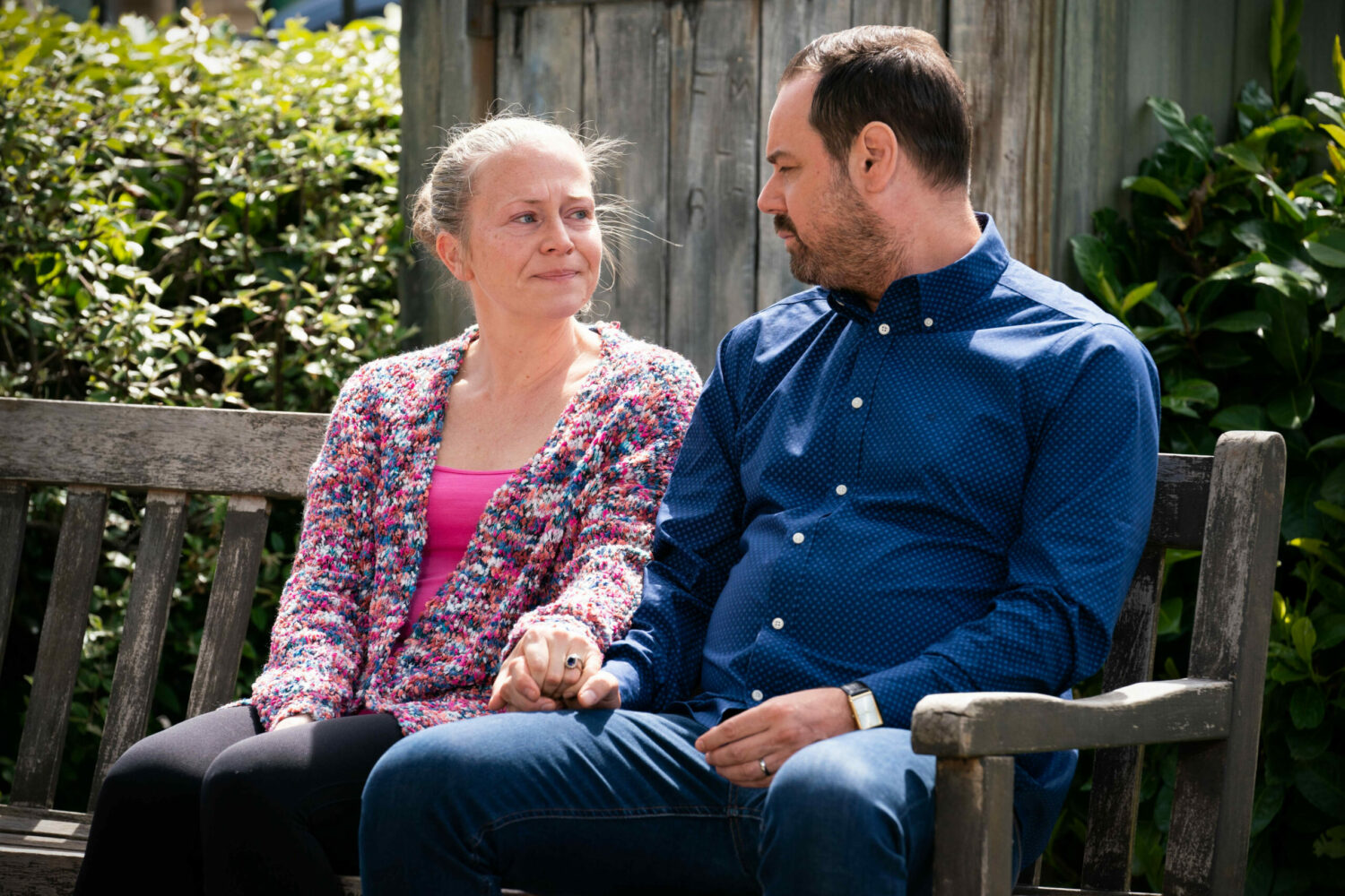 Linda and Mick looking at eachother EastEnders