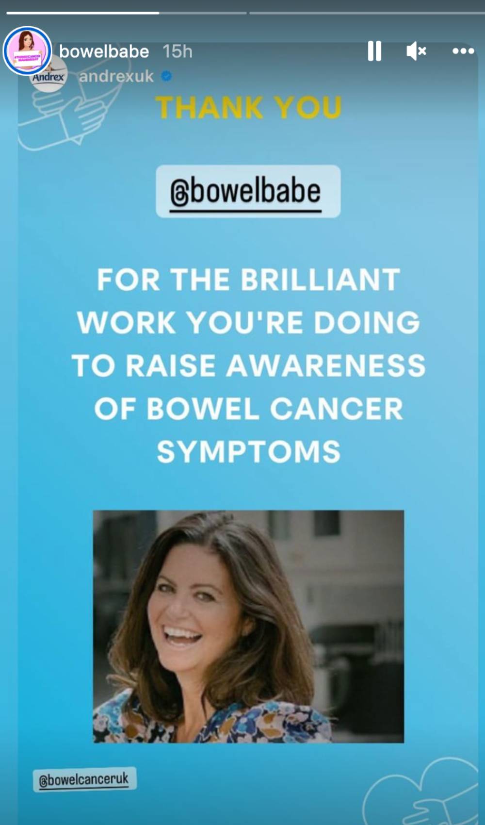 An Instagram Story post about Deborah James