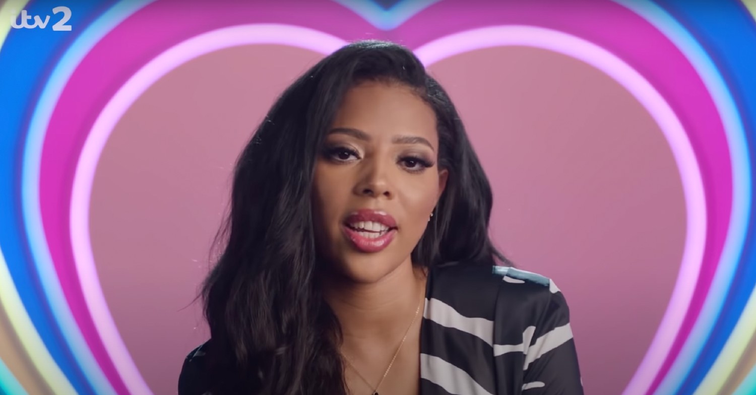 Amber from love Island speaking during her VT