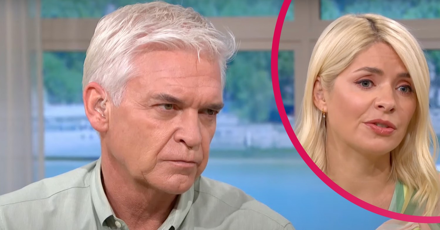 Phillip Schofield looking cross, Holly Willoughby speaking on This Morning