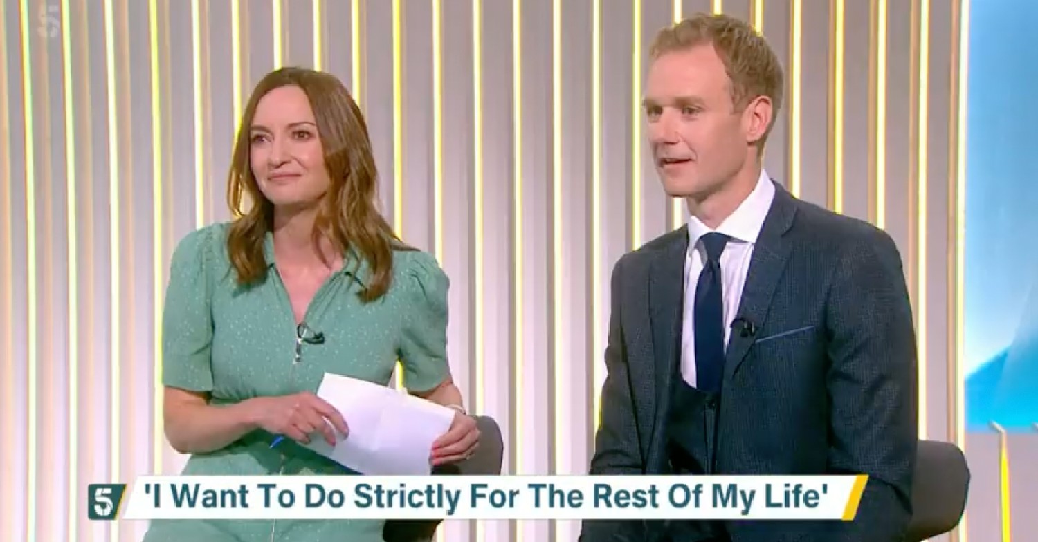 Dan and Tessa talking to Craig Revel Horwood on Channel 5 news