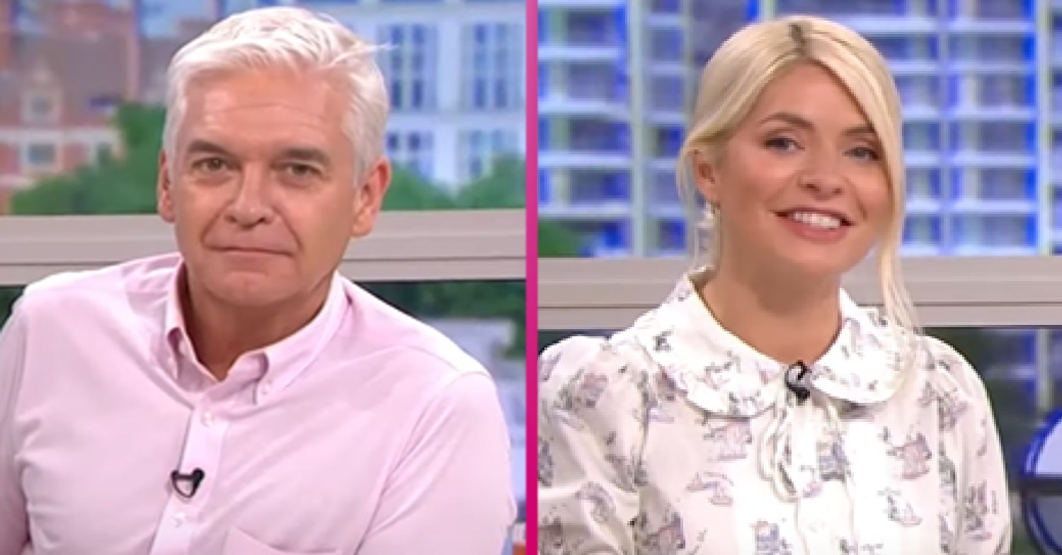 Phillip Schofield smirking and Holly Willoughby smiling during This Morning food segment