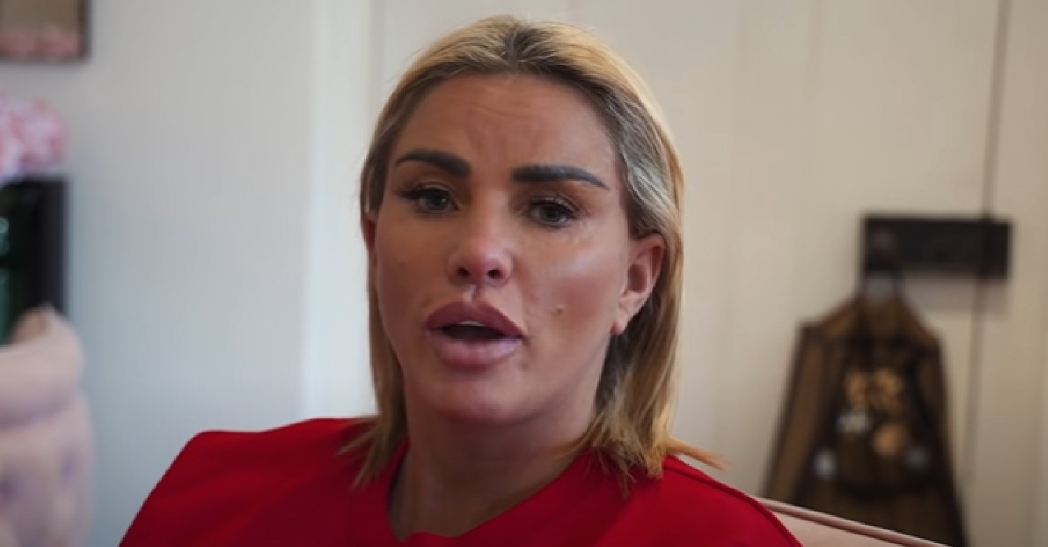 Katie Price speaking to the camera on YouTube channel