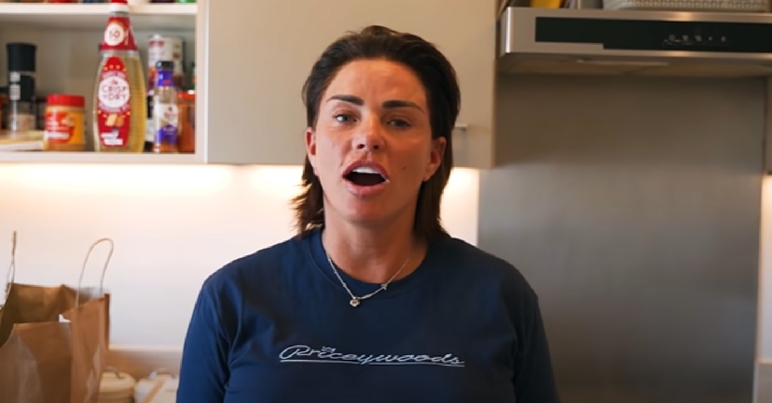 Katie Price speaking to the camera on YouTube channel