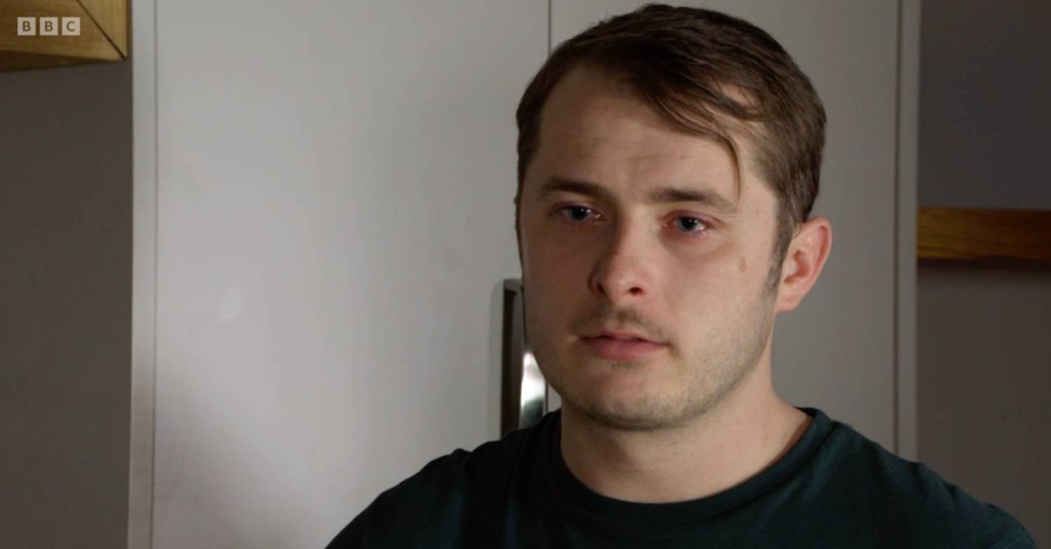Max Bowden looks disconsolate as he performs as Ben Mitchell in EastEnders