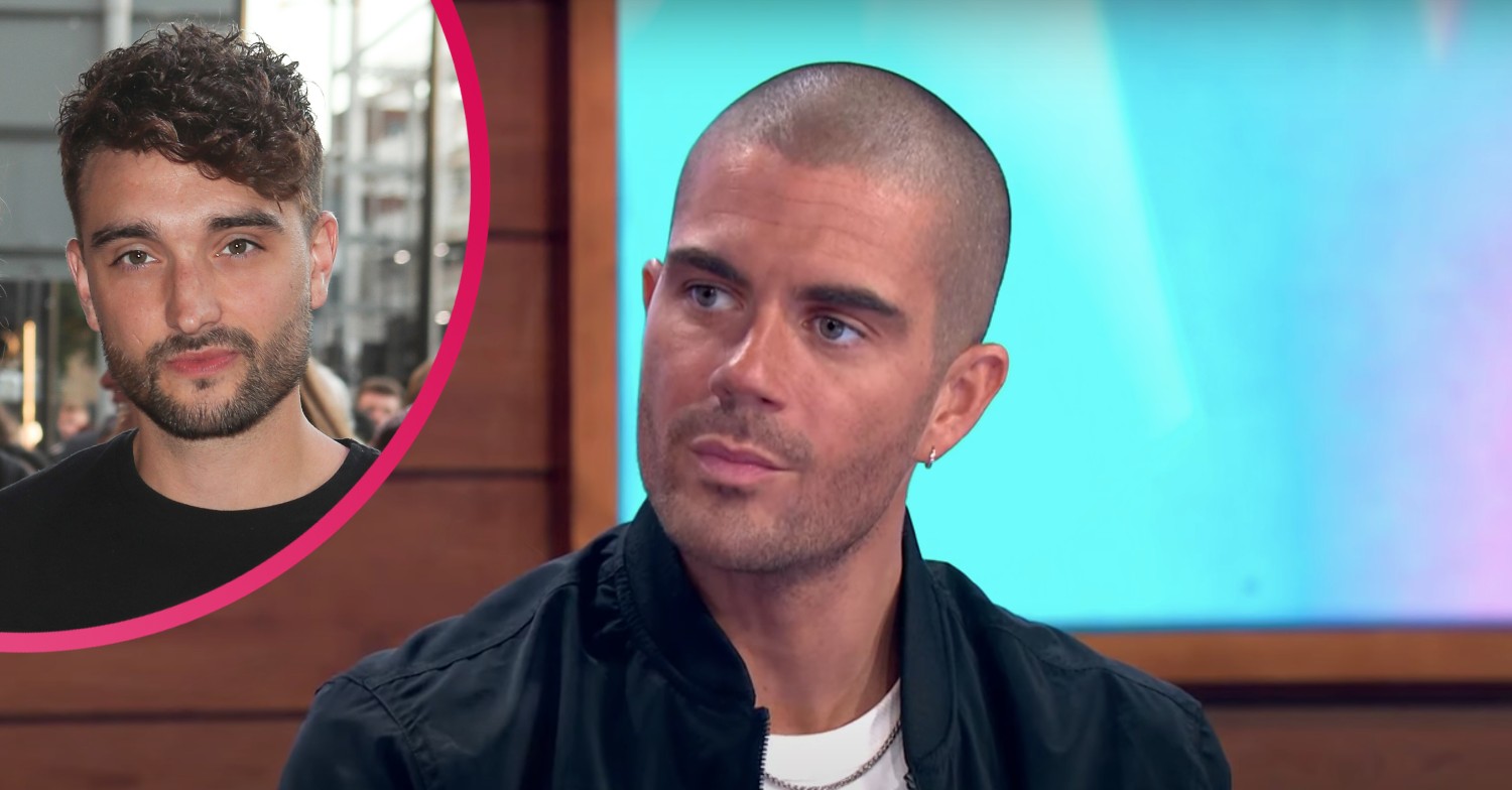 The Wanted star Max George looking sad on Loose Women and Tom Parker smiling