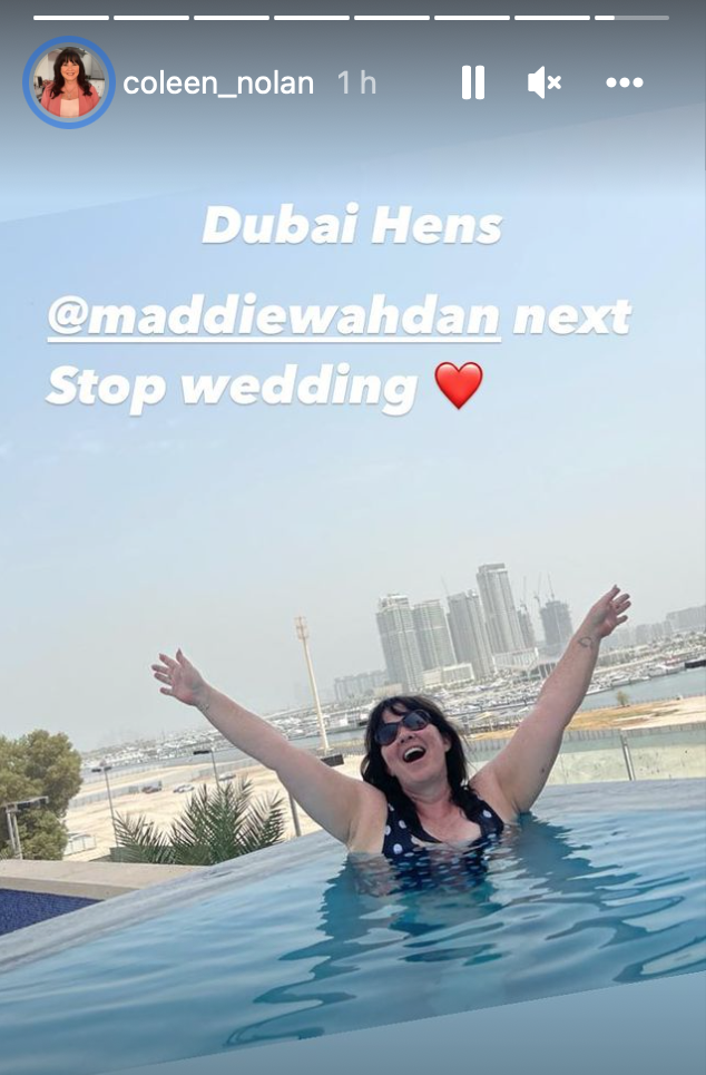 Coleen Nolan in a pool in Dubai