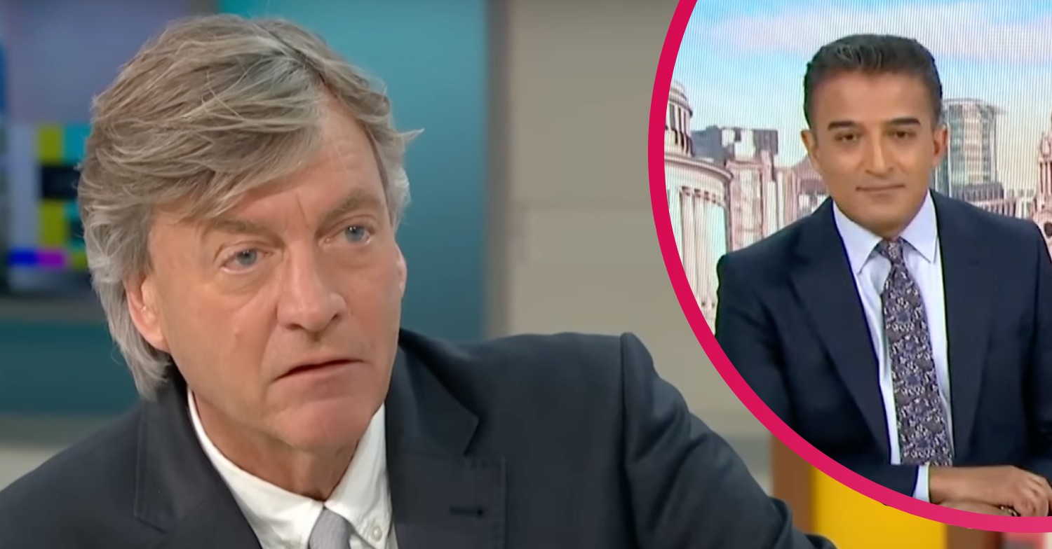 Richard Madeley looking concerned and Adil Ray on Good Morning Britain