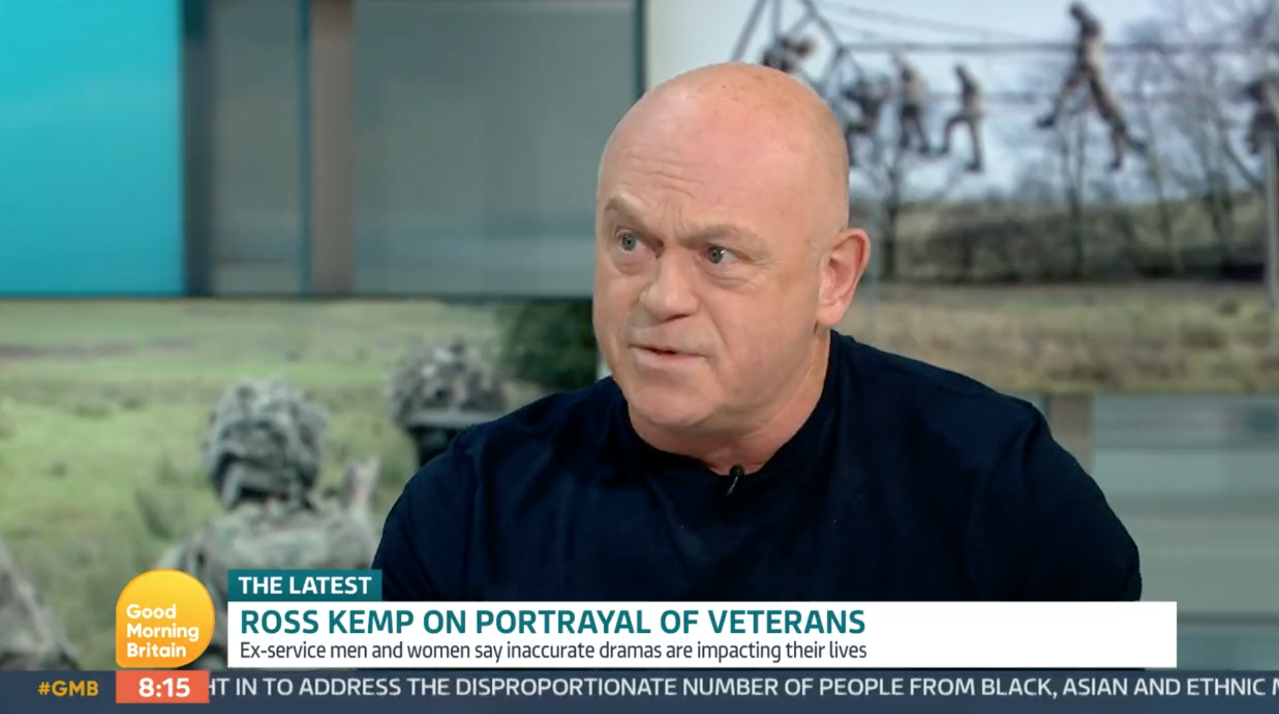 Ross Kemp looking angry on GMB