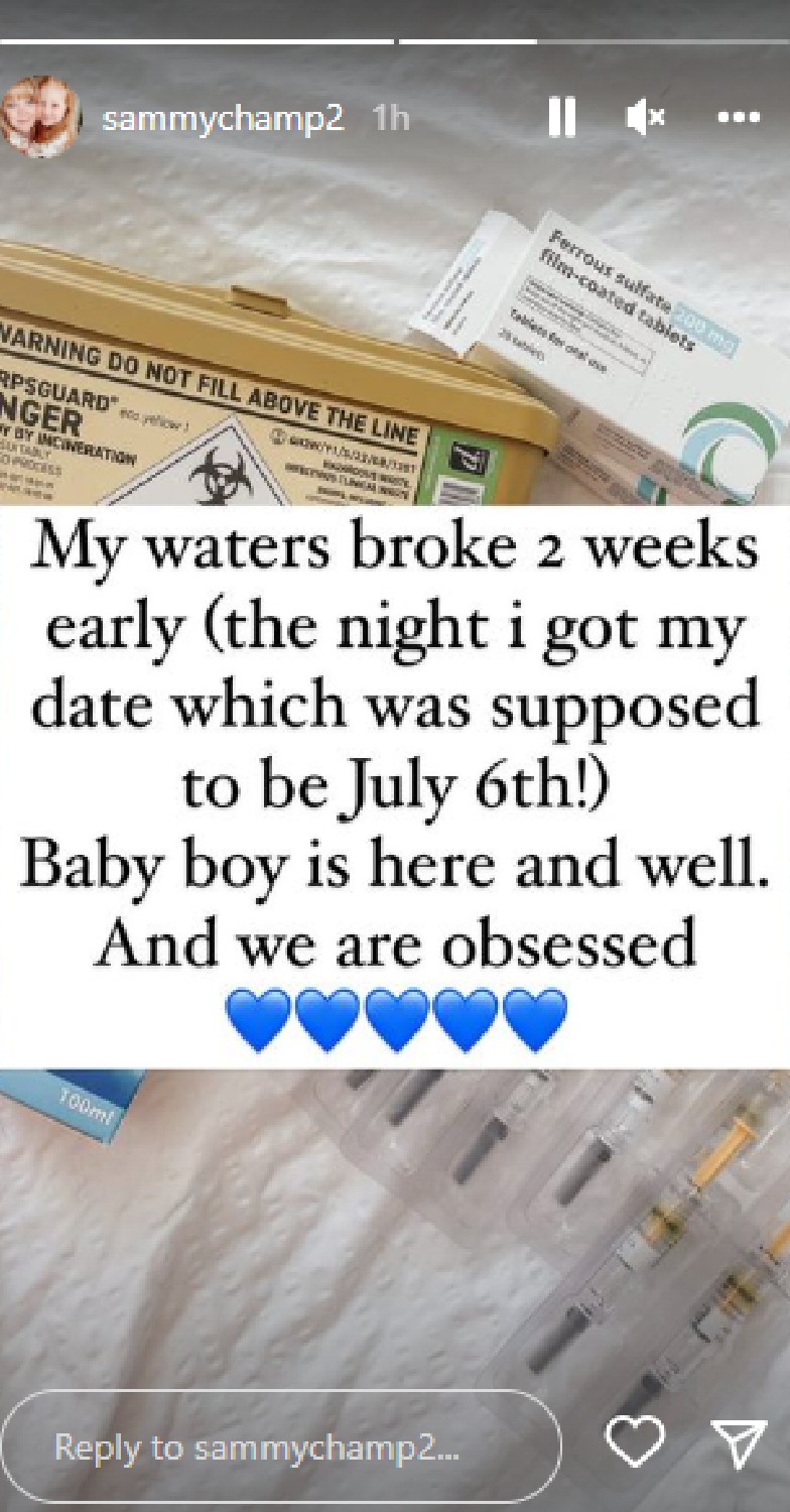 Ricky Champ wife Sammy reveals baby boy is born on Instagram Stories