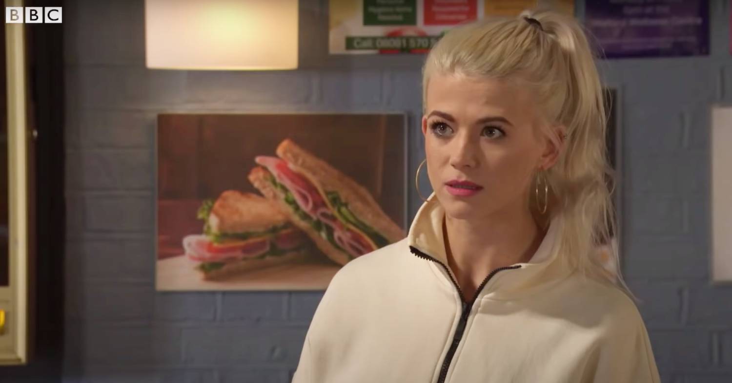 Danielle Harold looks shocked as Lola Pearce in EastEnders