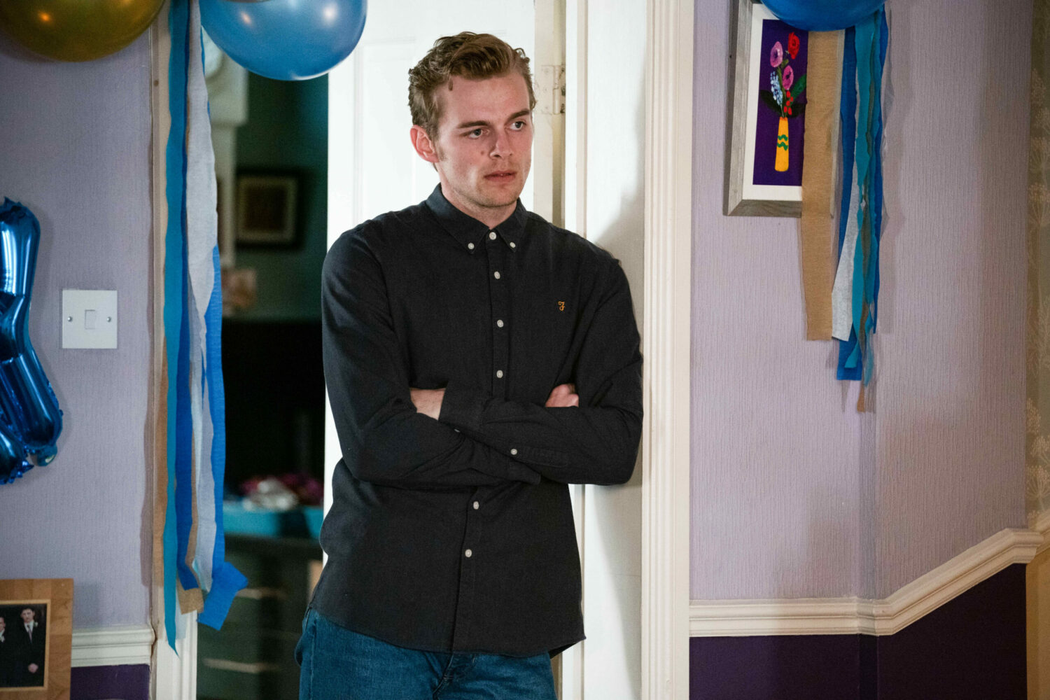 Peter Beale is annoyed with his arms folded in EastEnders