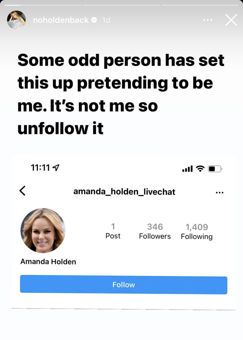 Amanda Holden shares warning to Instagram fans over fake account