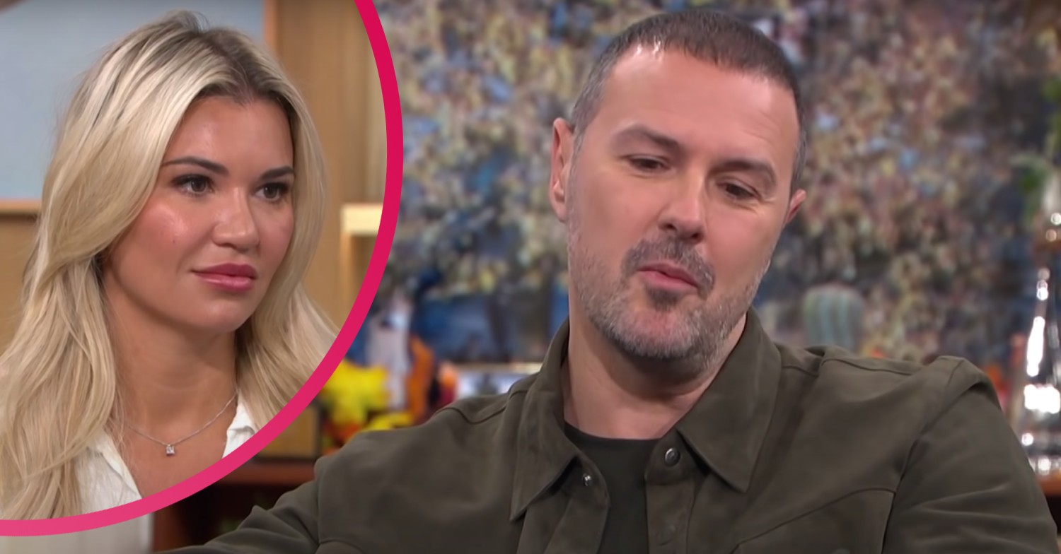Paddy McGuinness looks downwards and his wife Christine looks straight ahead