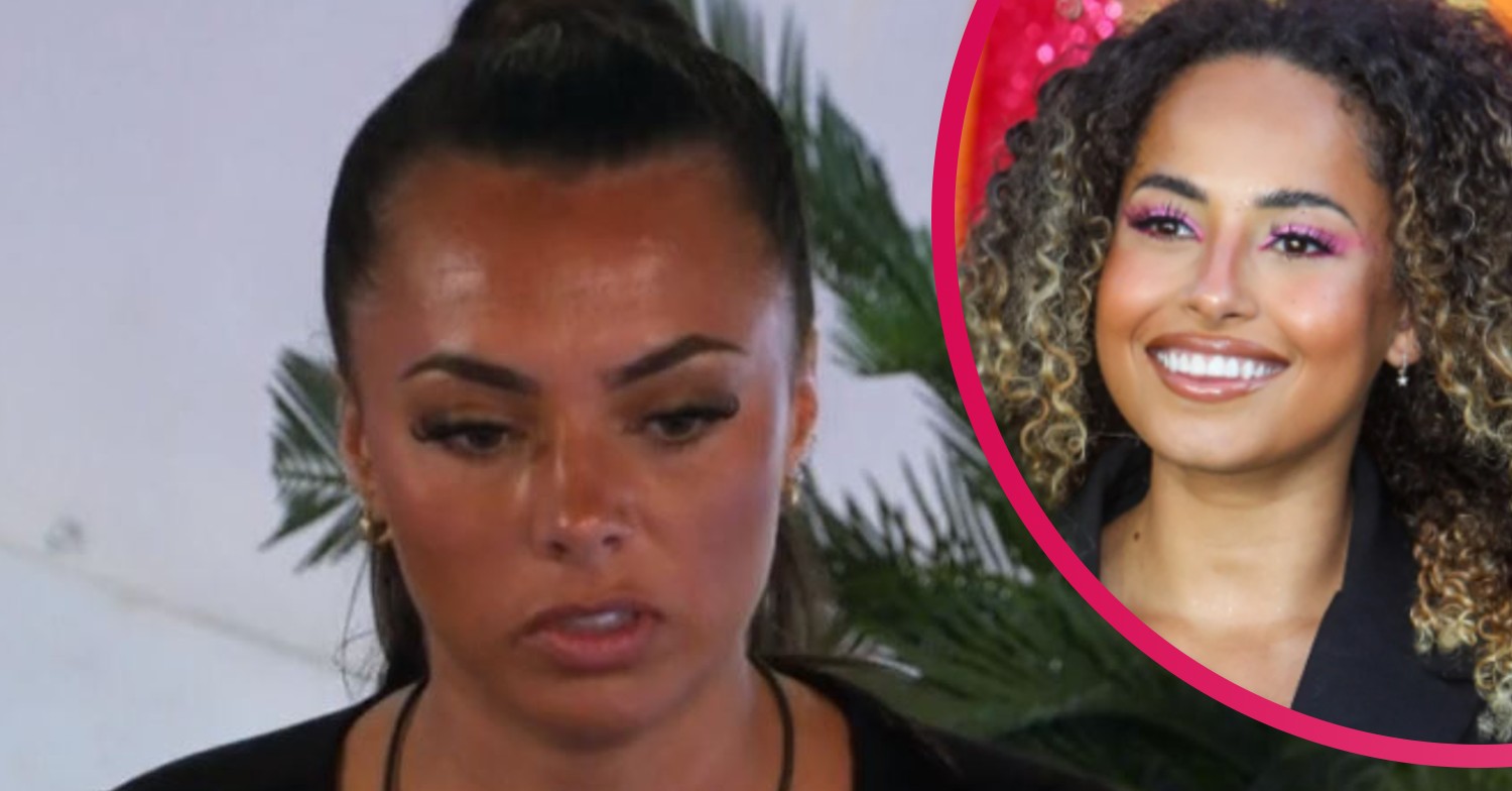 Paige looking down on Love Island and Amber Gill smiling at event