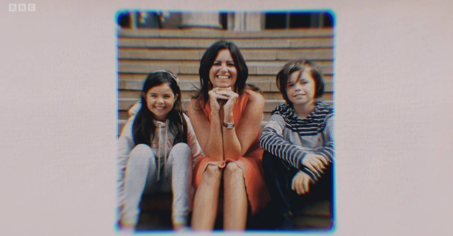 Deborah James sits with her children in photo shared in BBC documentary