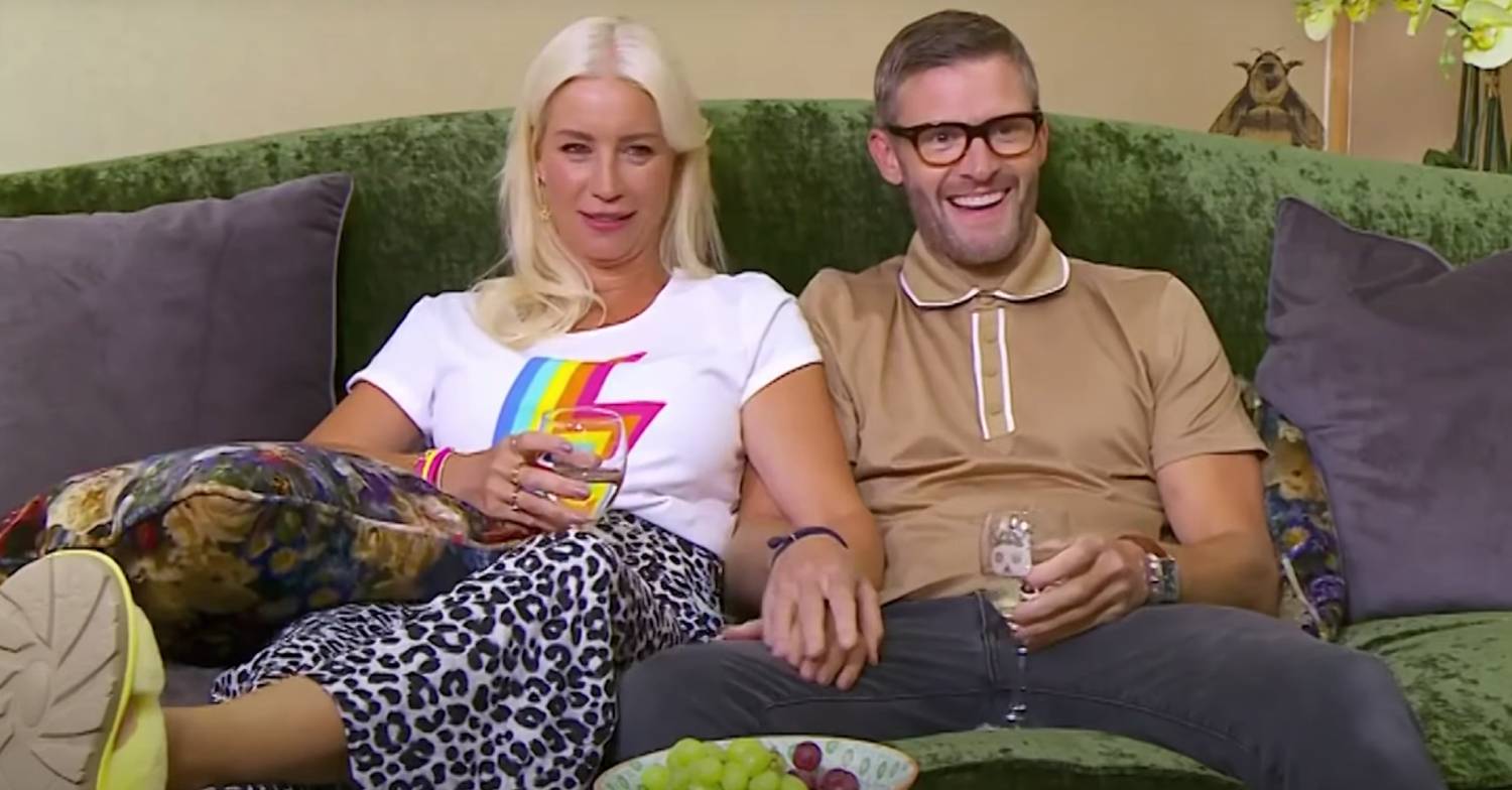 Denise Van Outen and Eddie Boxshall during a Celebrity Gogglebox appearance