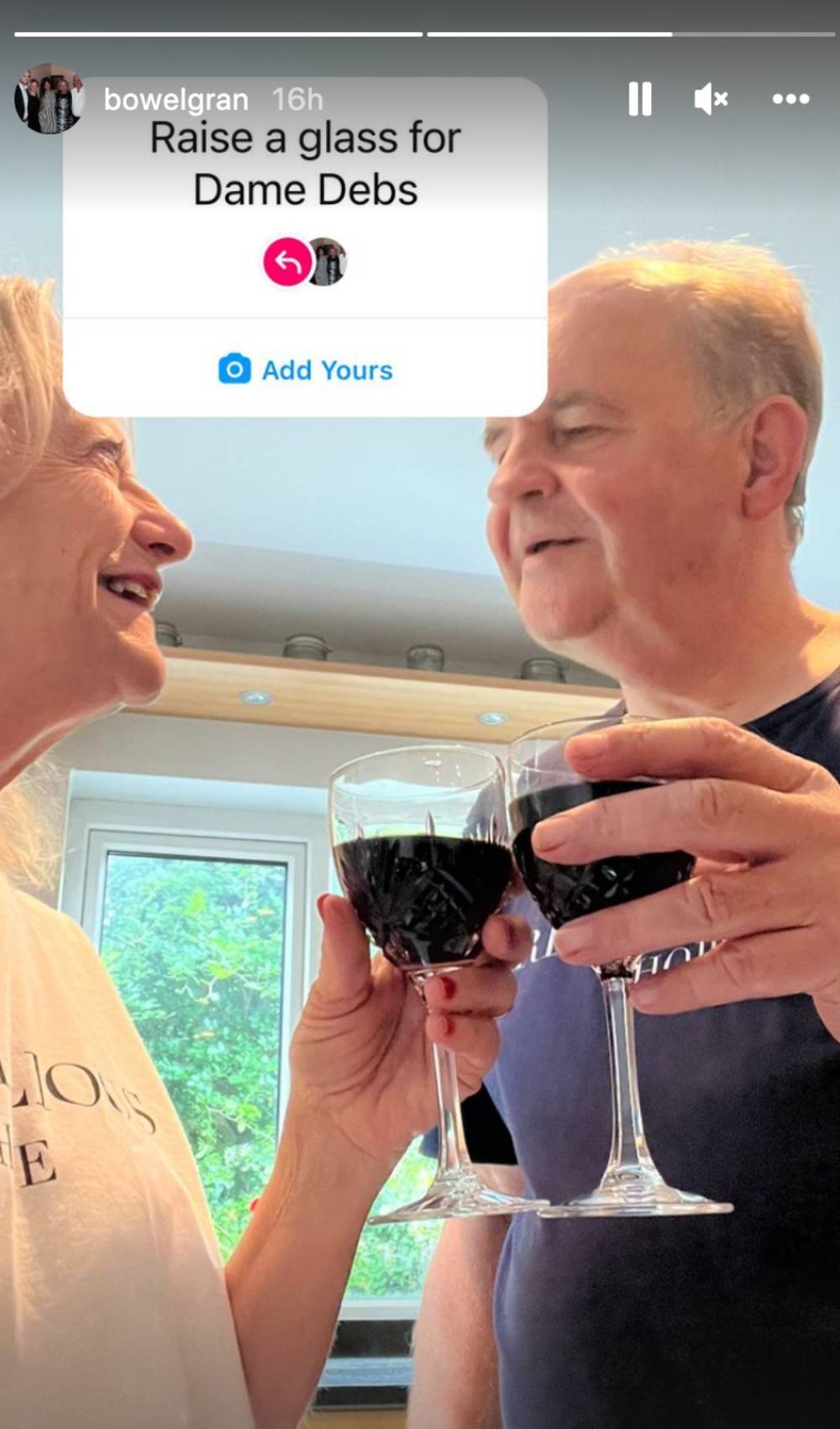 Deborah James's parents shared an image on Instagram