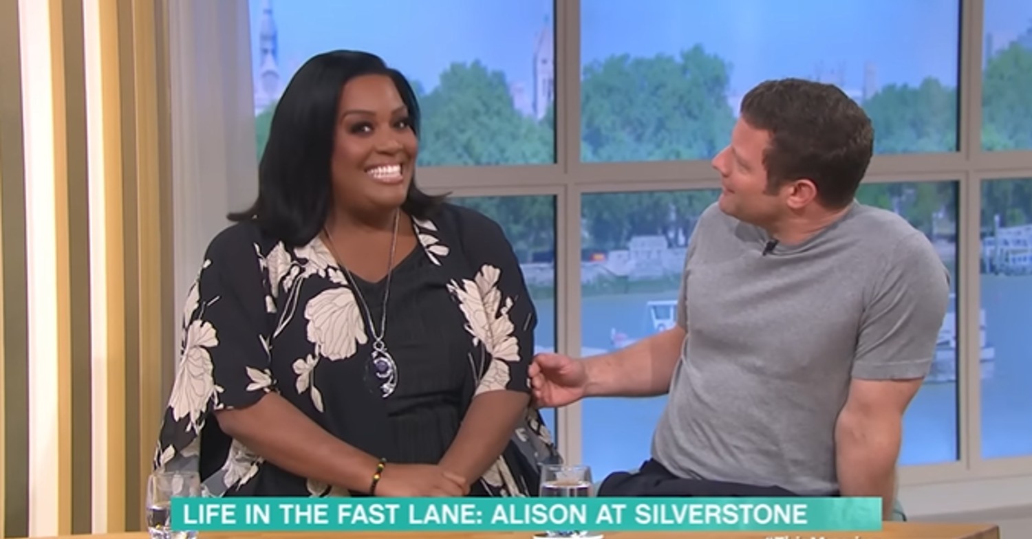 Alison Hammond grinning on This Morning alongside Dermot O'Leary