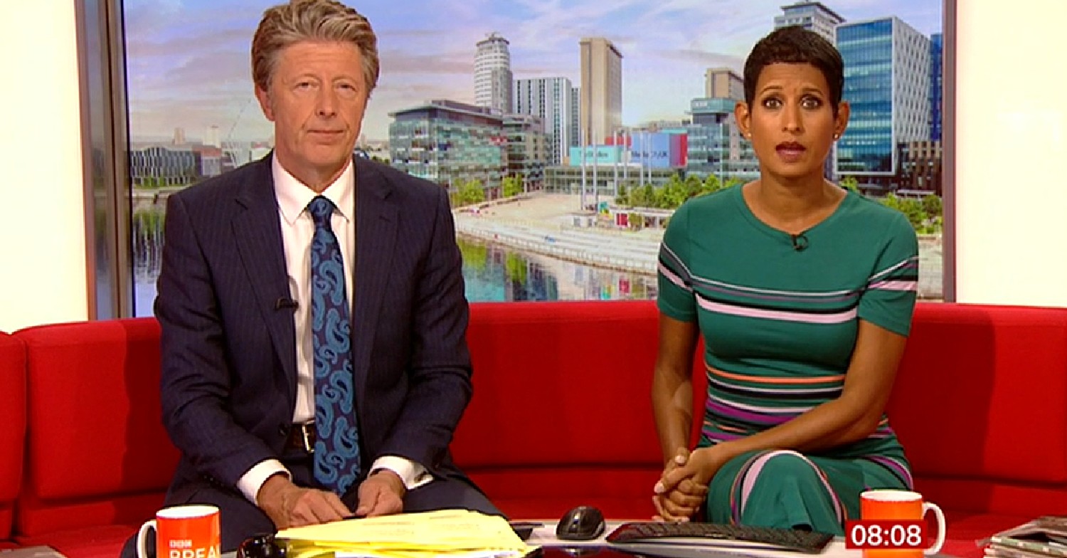 Naga Munchetty and Charlie Staty on BBC Breakfast today