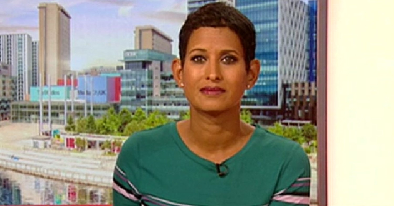 Naga Munchetty wearing green dress on BBC Breakfast