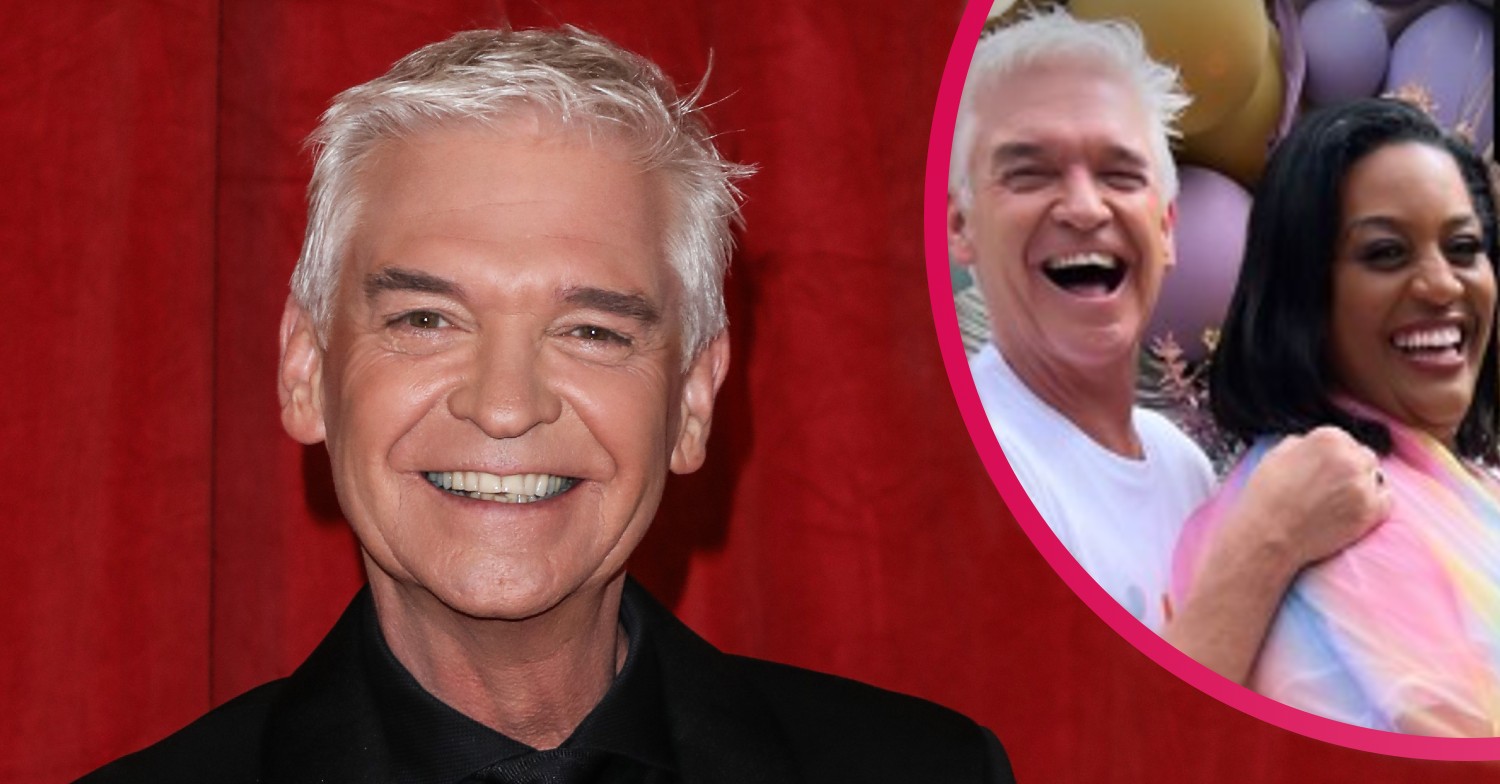 Phillip Schofield smiling at Soap Awards and him with Alison Hammond at Pride Parade on Instagram
