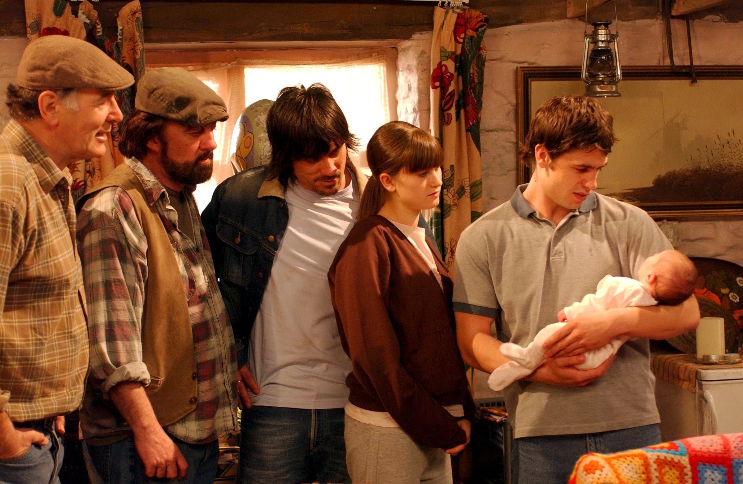 Jack, Zak Dingle, Cain Dingle, Debbie Dingle, Andy Sugden and Sarah Sugden Jr