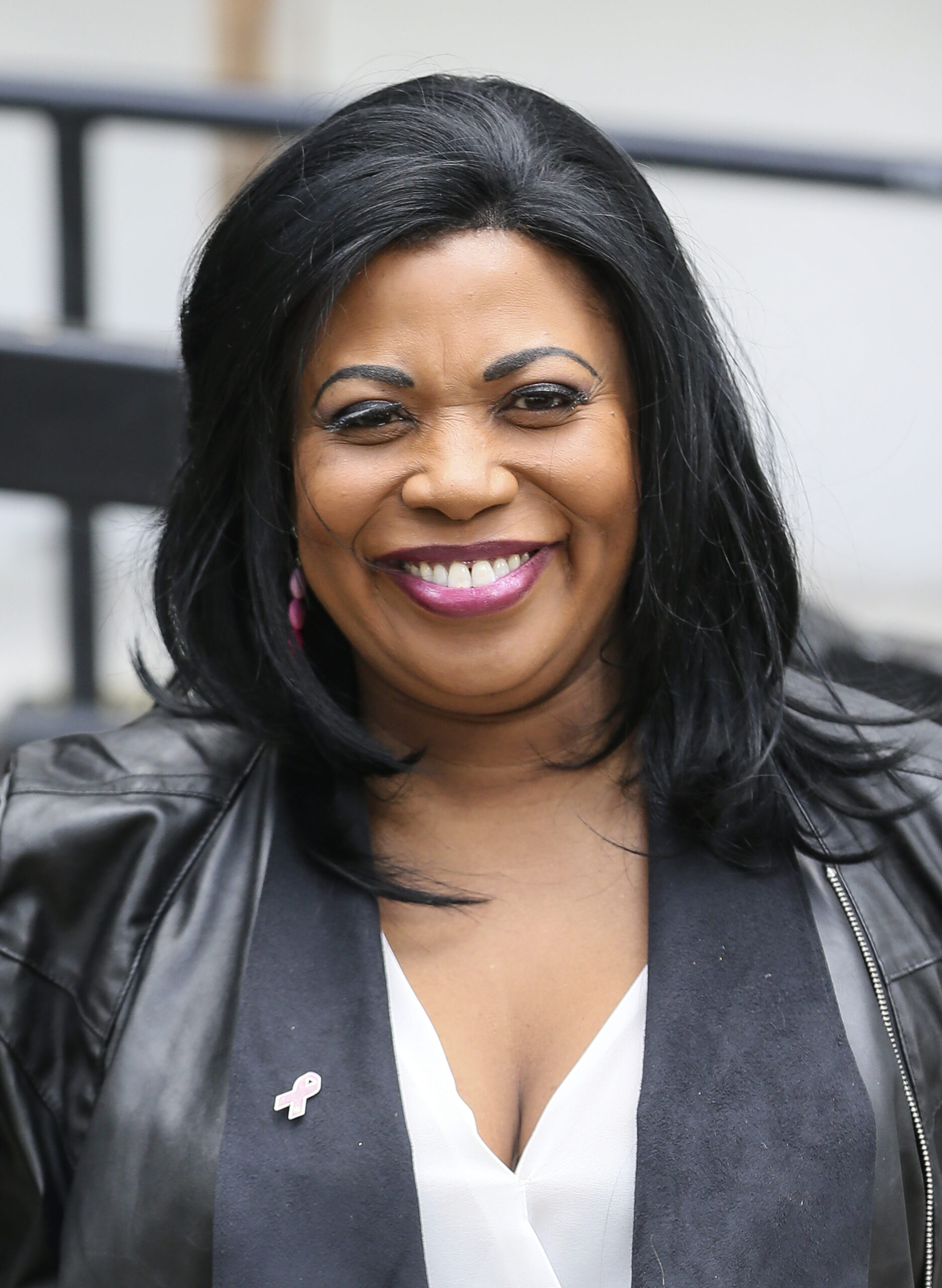 Brenda Edwards smiling as she leaves Loose Women studios