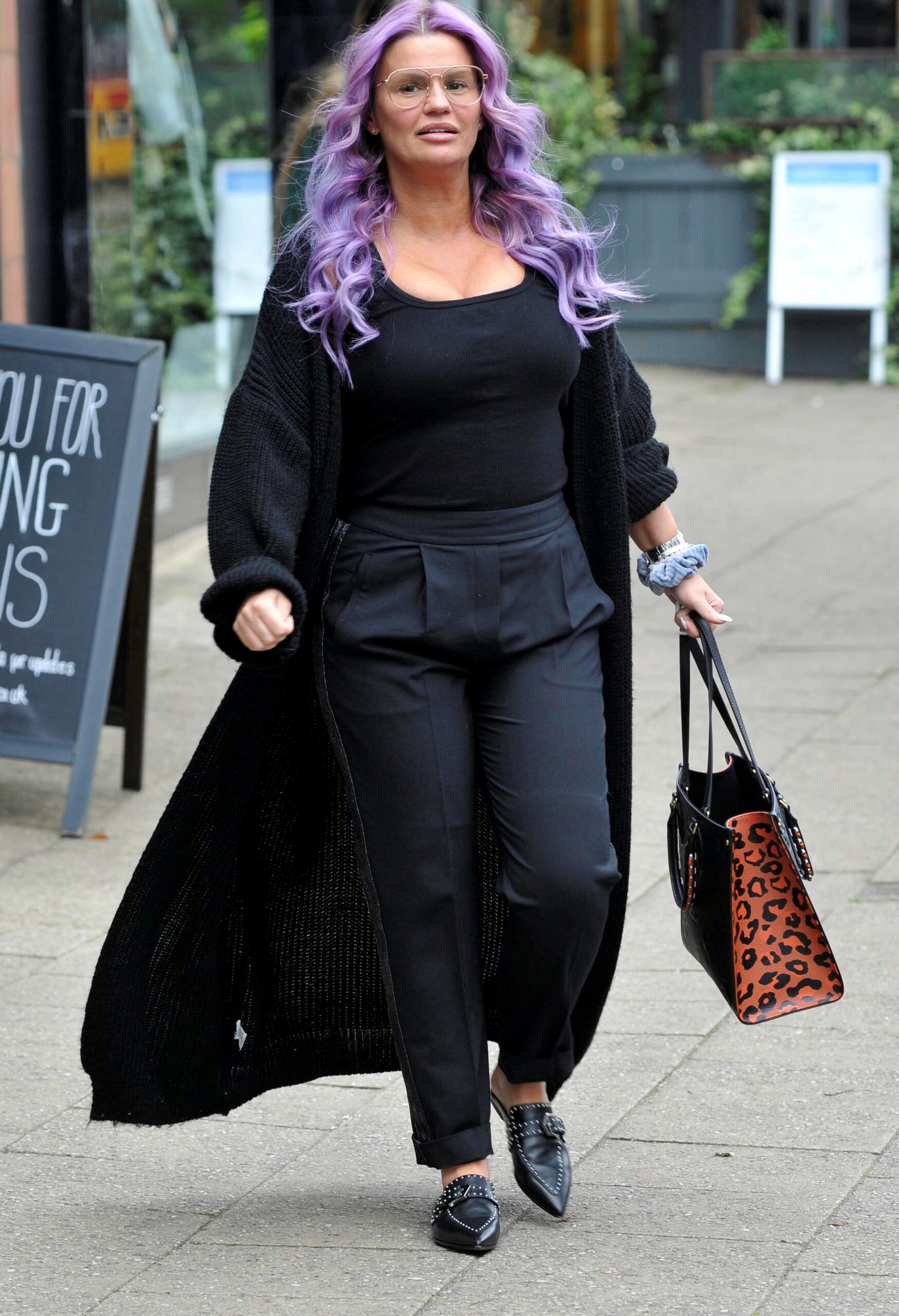 Kerry Katona in purple wig during outing